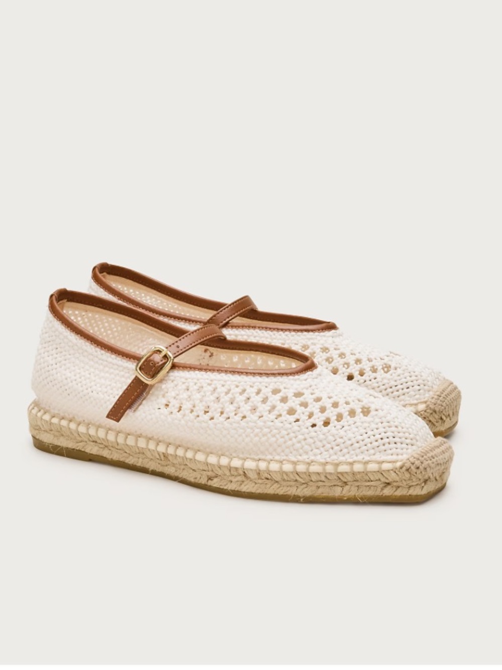 J crew Made-in-Spain Sophie Mary Jane espadrilles with crochet